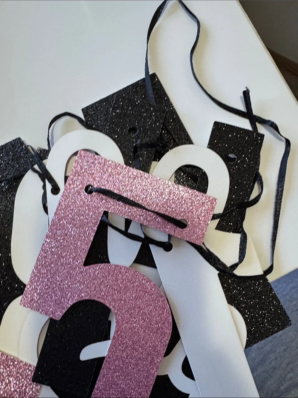 Pink and black glitter 15 Party Signs & Birthday Photo Props